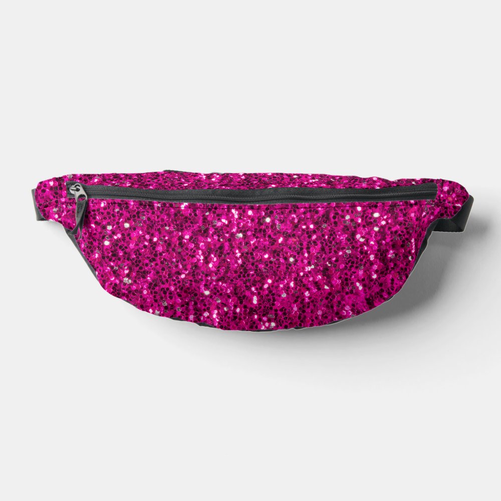 Hot pink sparkles faux glitter fanny pack