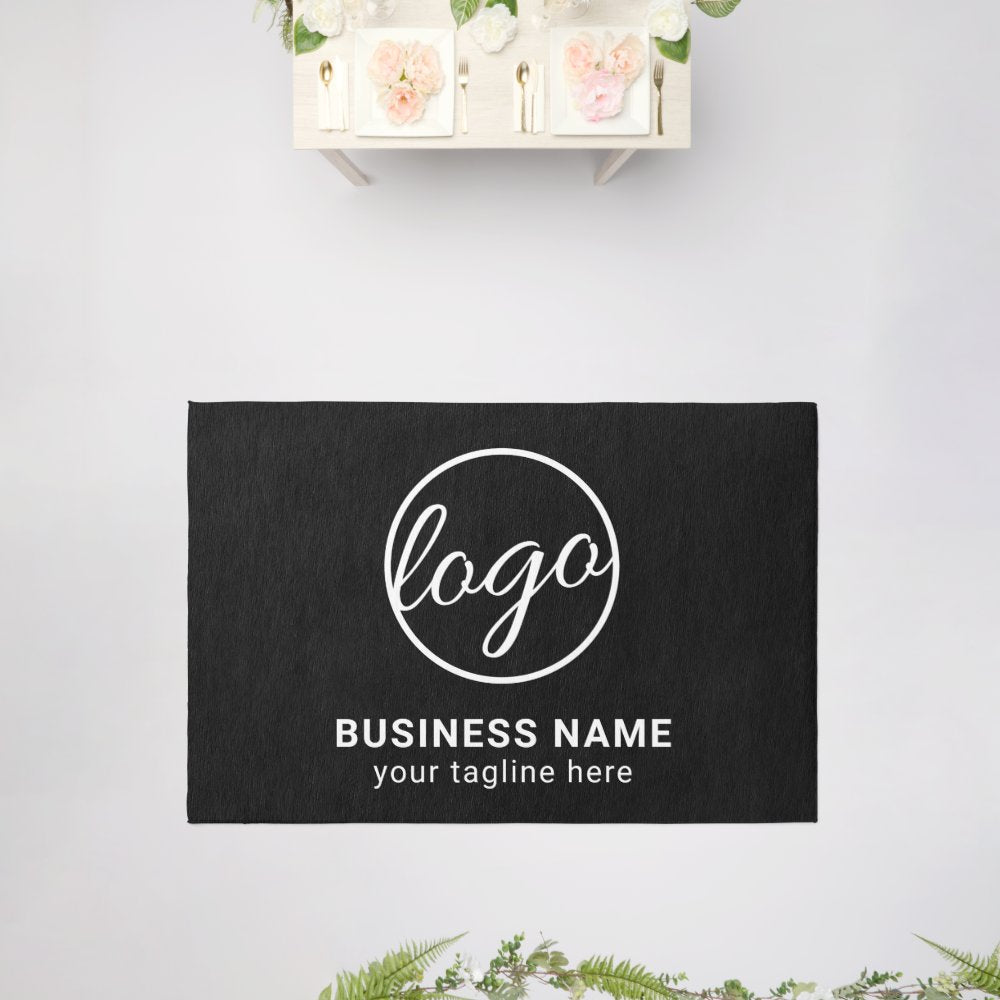 Simple Custom Logo Black Business Rug
