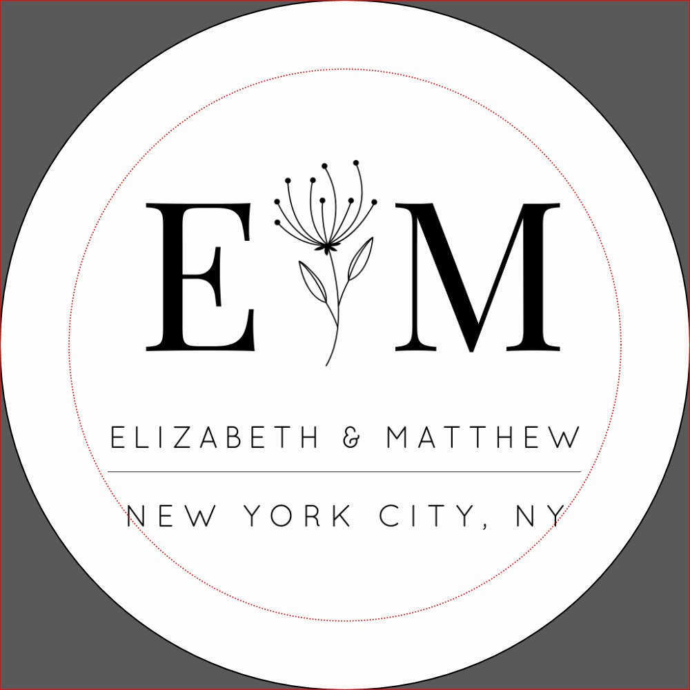 Wedding Elegant Chic Modern Monogram Foliage Button