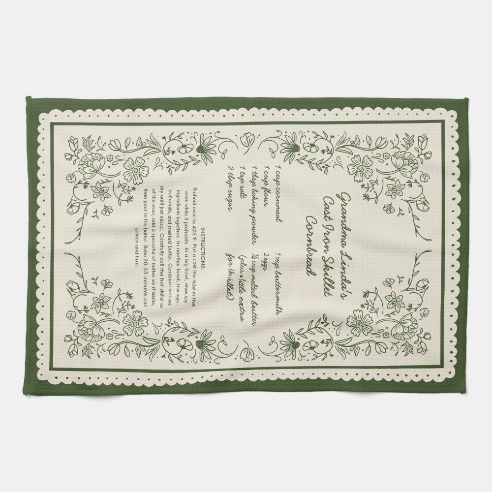 Custom Family Recipe Kitchen Towel Keepsake