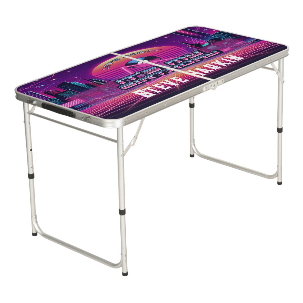 Rockin Vaporwave Party Beer Pong Table