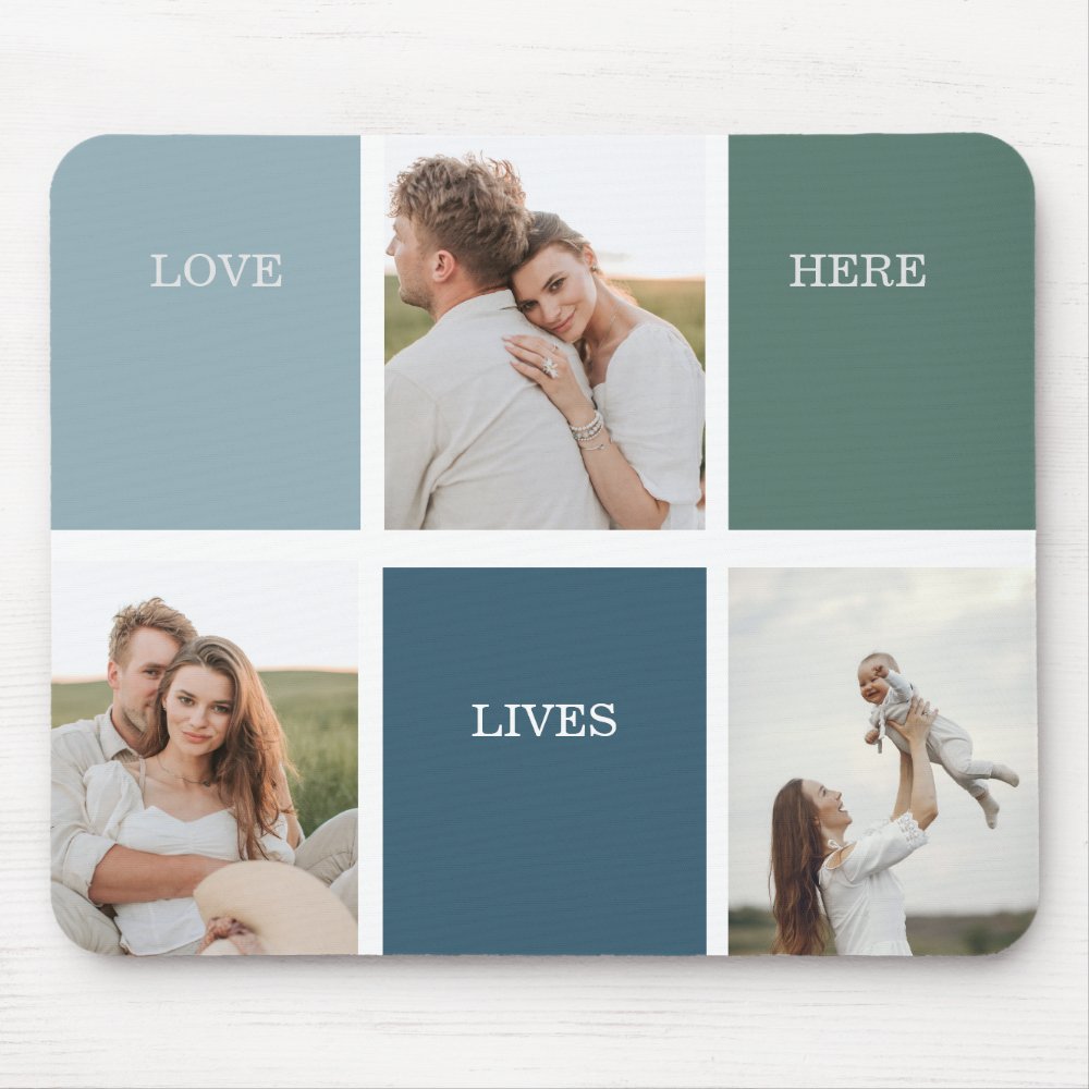 Modern Family Collage Photo | Love Live Here  Mouse Pad