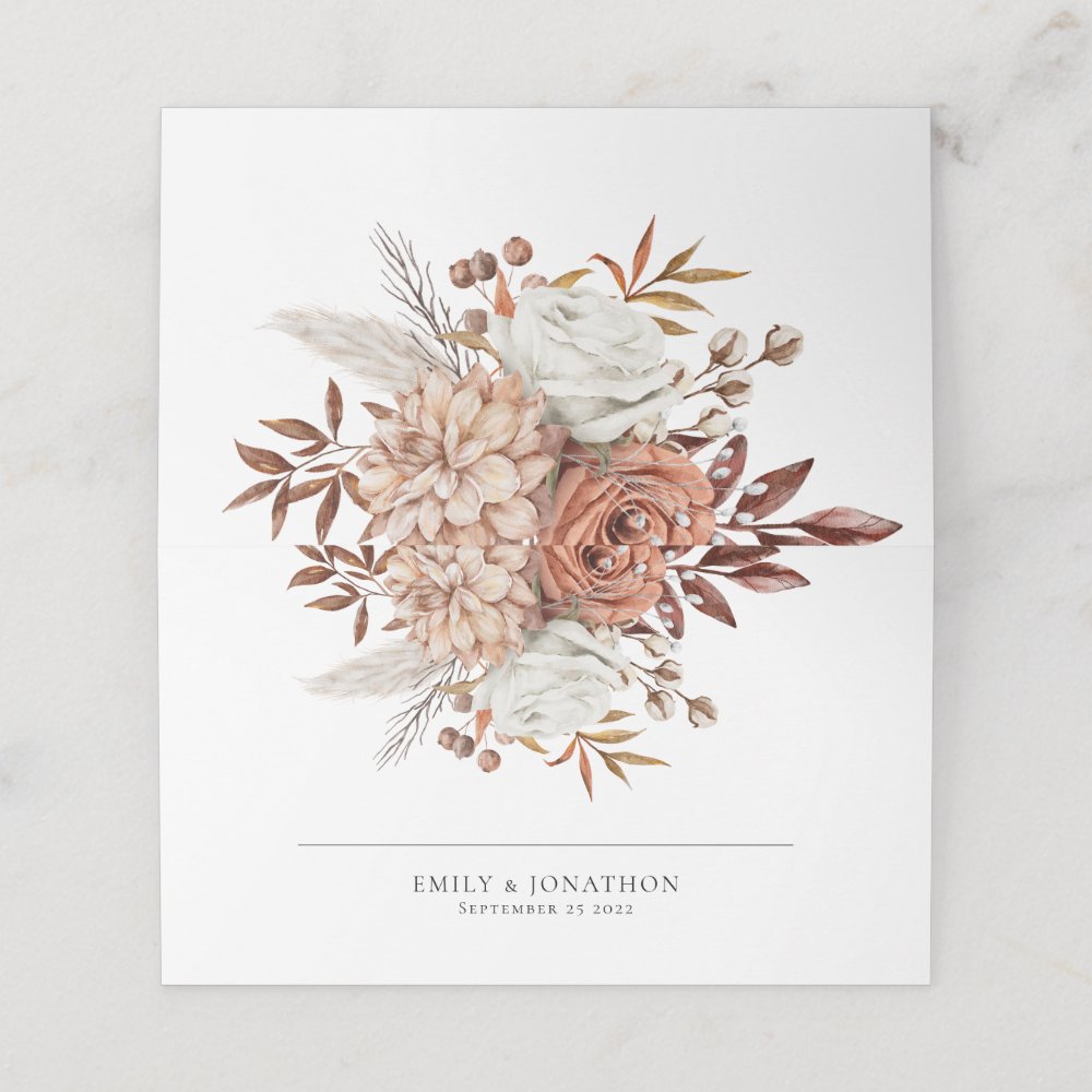 Rustic Autumn Florals Names Date Wedding  Place Card