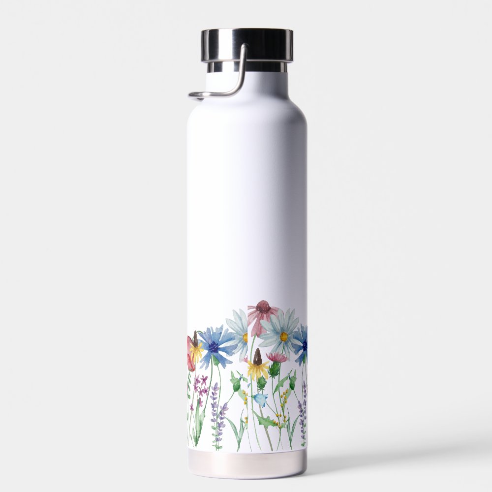 Name Definition with Modern Wildflower Border Water Bottle