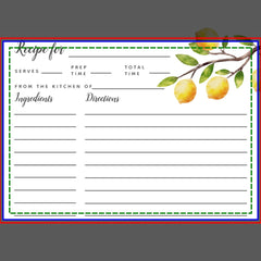 Lemon Tree Bridal Shower Recipe Card