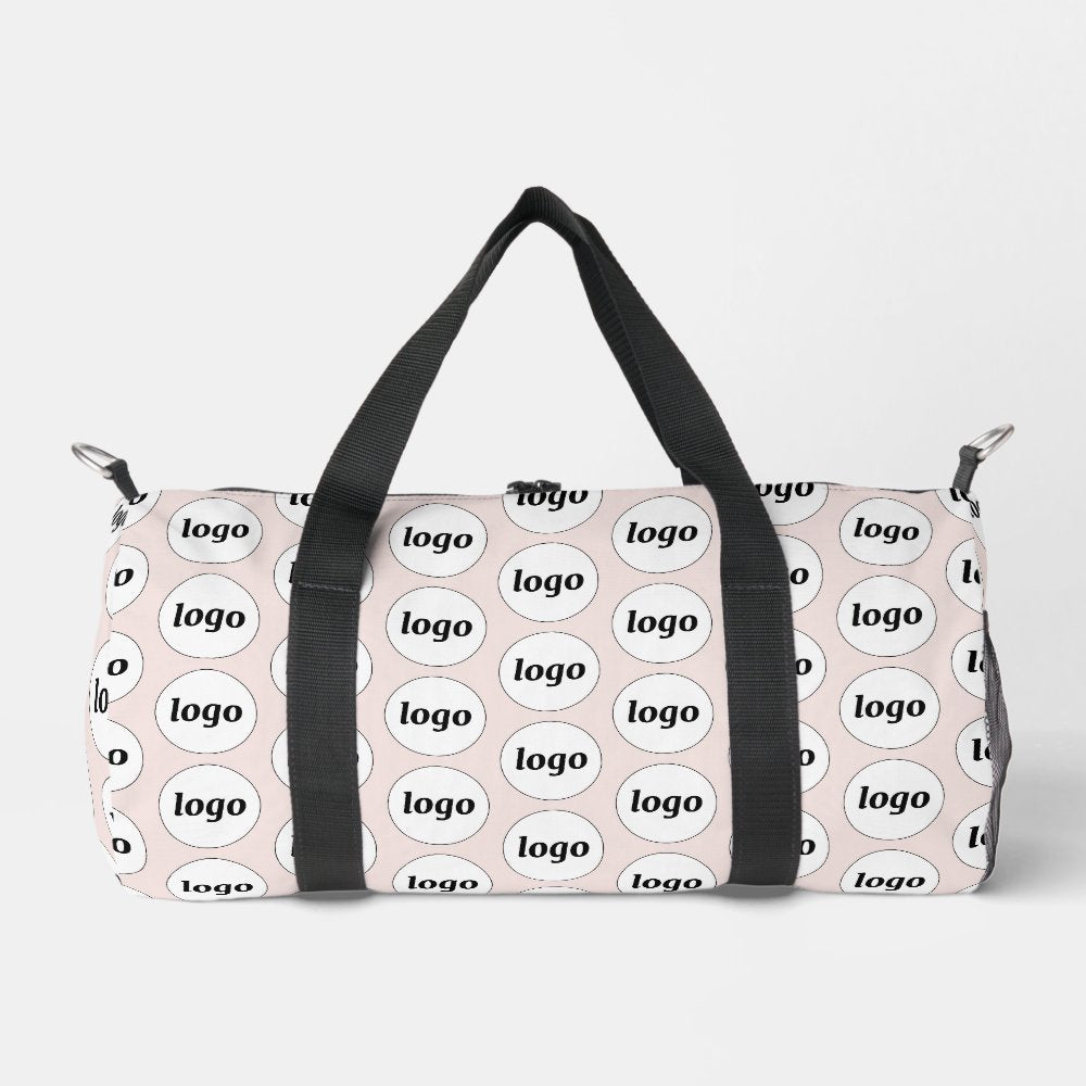 Logo Pattern Promotional Business Blush Pink Duffle Bag