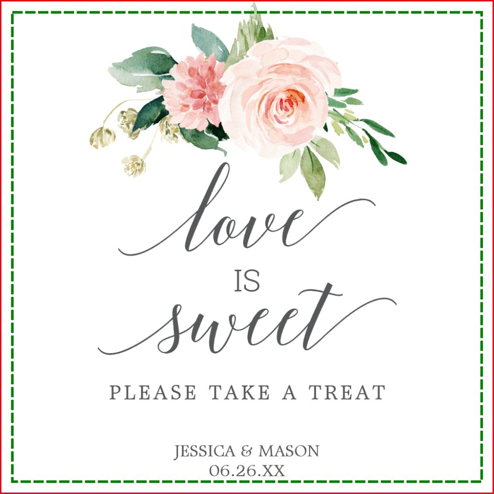 Wedding Favor Bag Love is Sweet Blushing Blooms