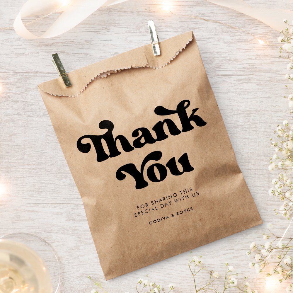Stylish retro black & white wedding favor bag