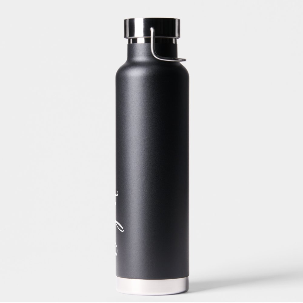 Personalized Your Name Script Black Wedding Water Bottle