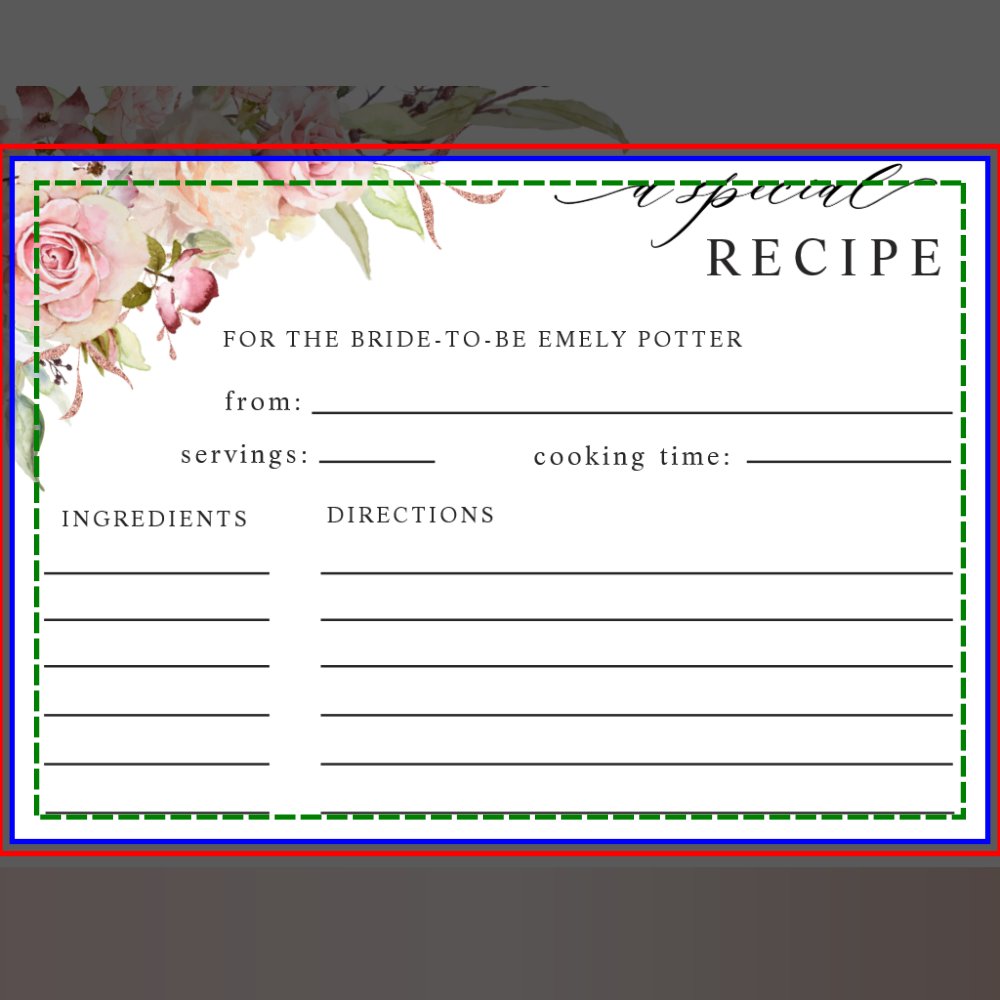 Pink, Rose Gold Floral Bridal Shower Recipe Card