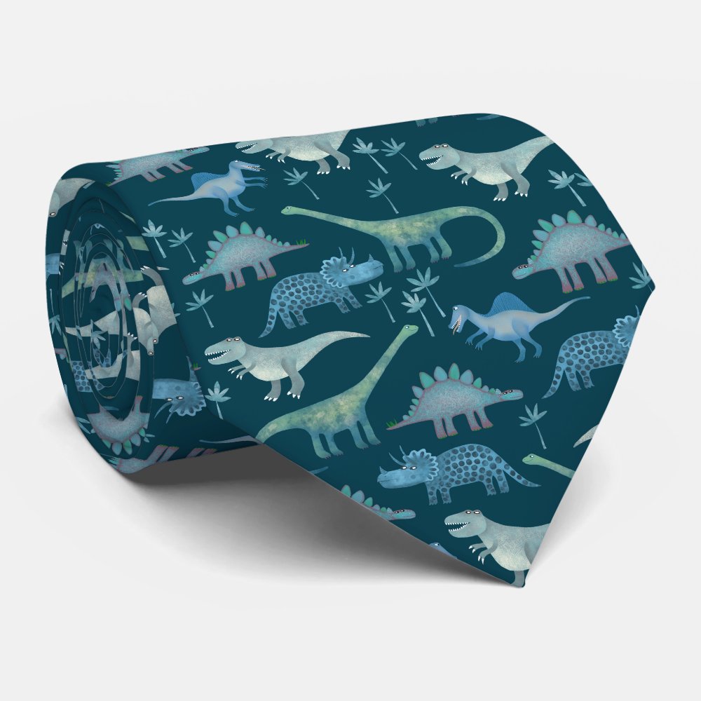 Dinosaurs Green Pattern Neck Tie