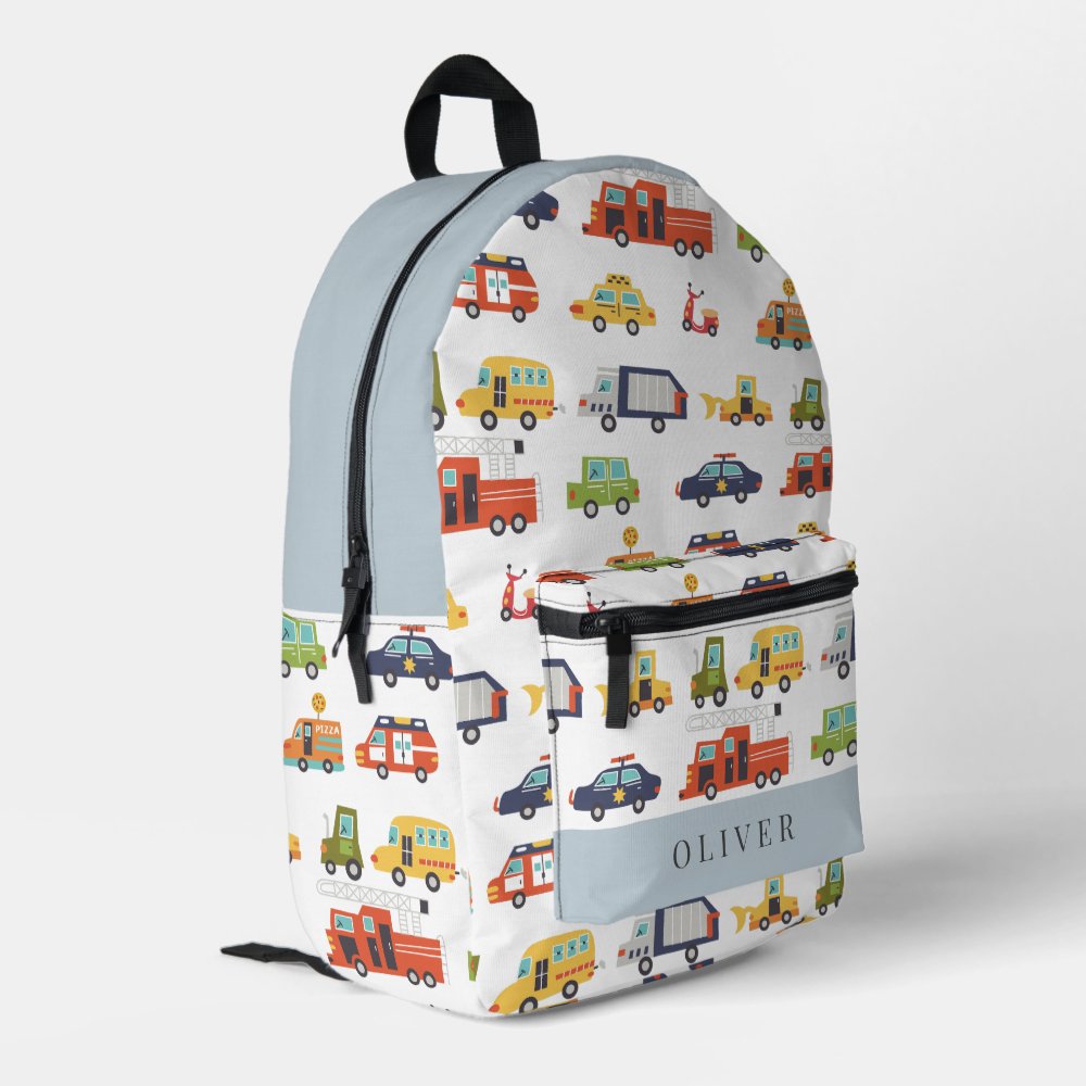 Transportation City Cars & Trucks Boy Printed Backpack