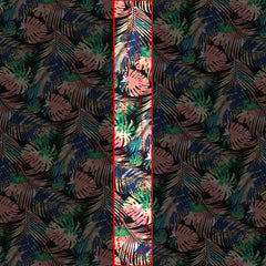 Black Pink Green White Tropical Plants Neck Tie