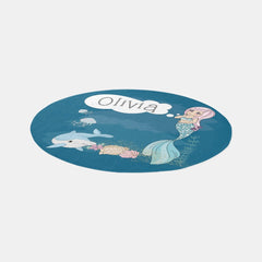 Under the Sea Sweet Mermaid Personalized Area  Rug