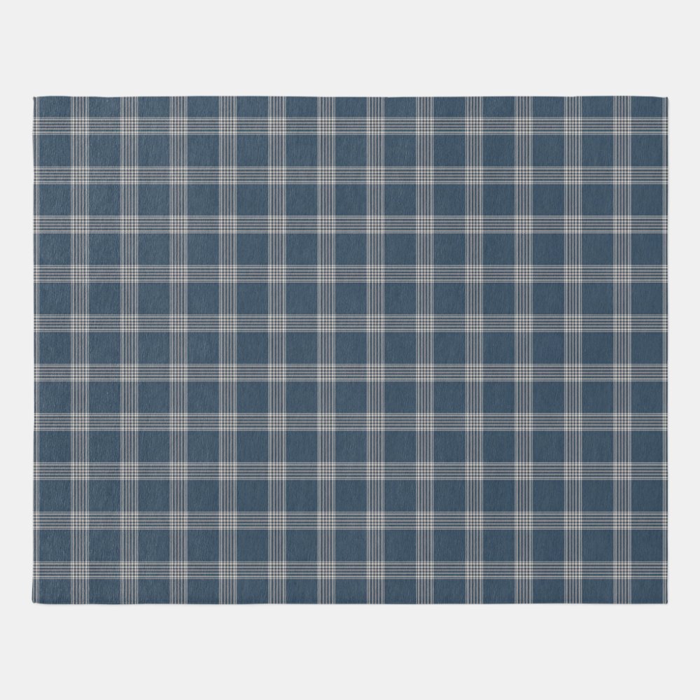 Modern Farmhouse Rug, Blue And White Plaid Area Rug