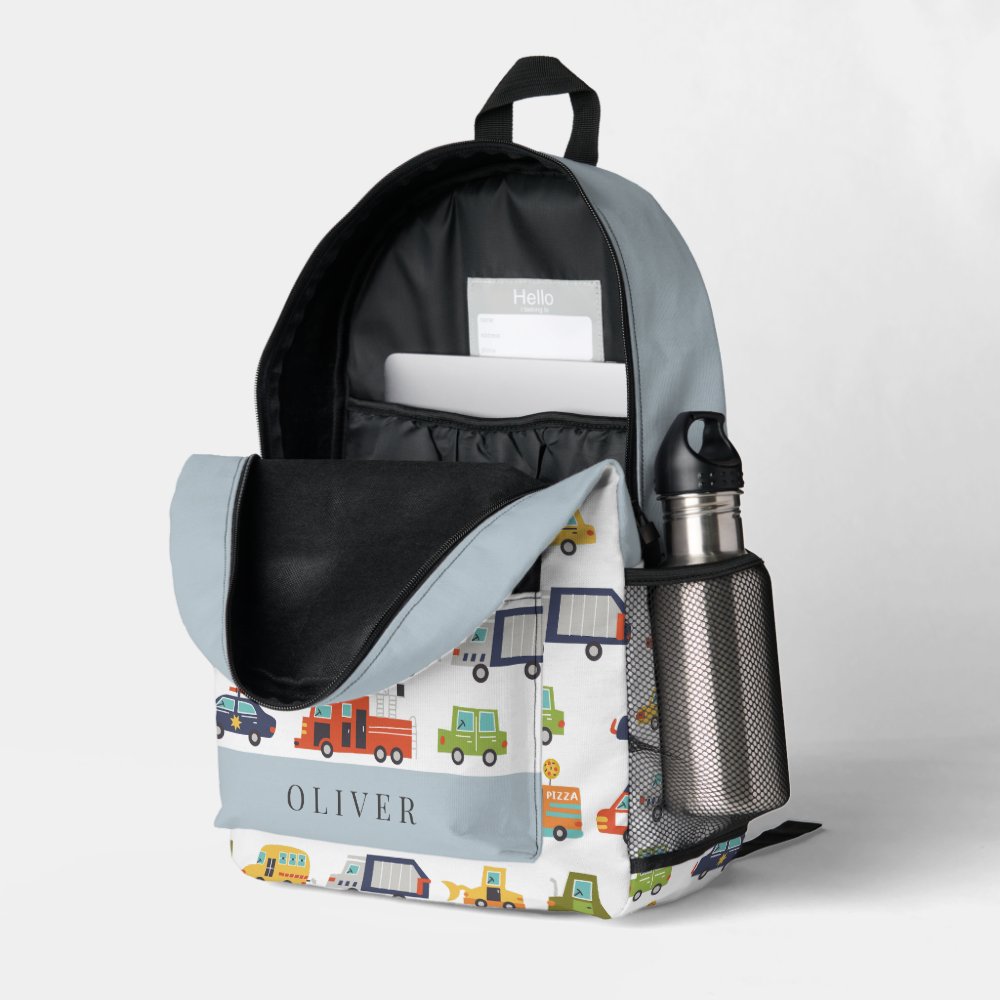 Transportation City Cars & Trucks Boy Printed Backpack