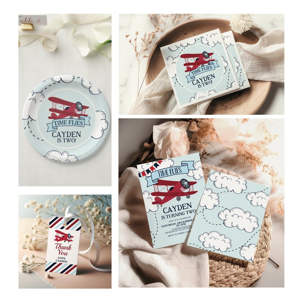 Time Flies Airplane Birthday Paper Cups
