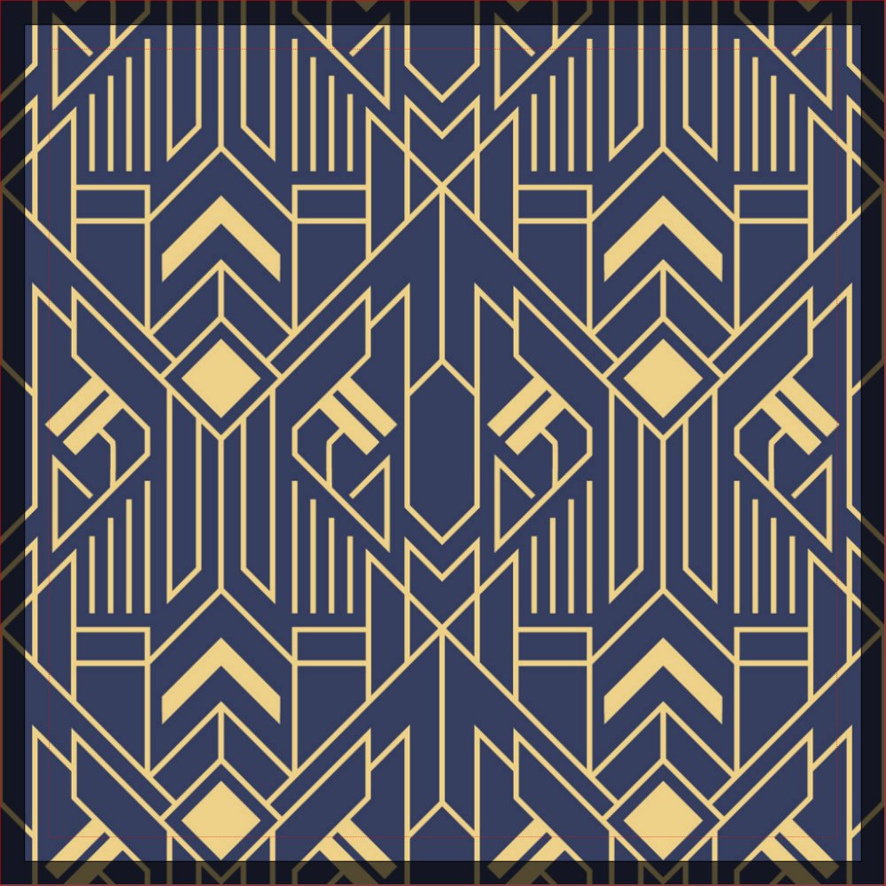 Navy Blue Gold Art Deco Geometric Pattern Ceramic Tile