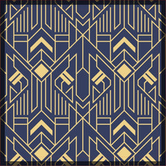 Navy Blue Gold Art Deco Geometric Pattern Ceramic Tile