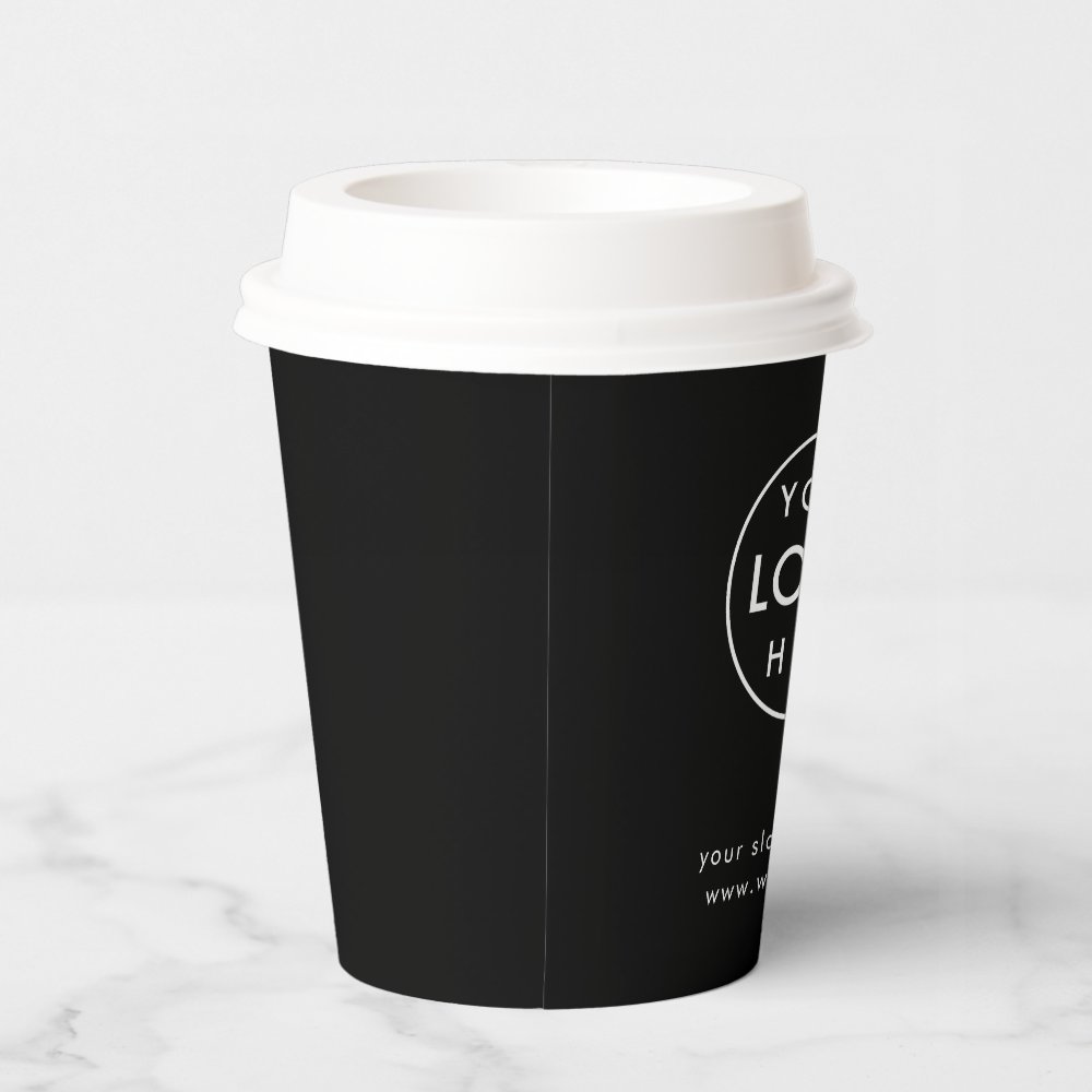 Paper Cups | Business Logo Branded Modern Black