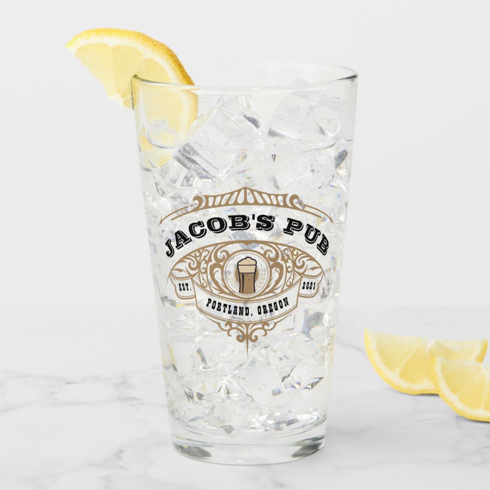 Personalized Brewing Pub Beer Glass