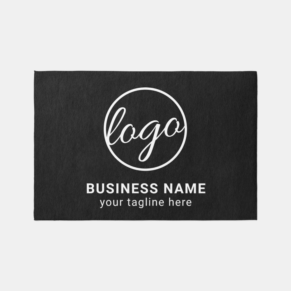 Simple Custom Logo Black Business Rug