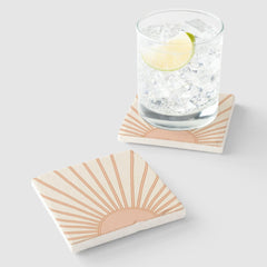 Sun Sunrise Earth Tones Terracotta Retro Sunshine Stone Coaster