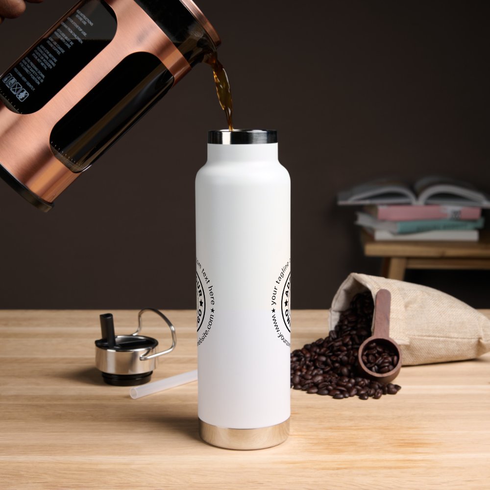 Simple Custom Company Business Logo Website Text  Water Bottle