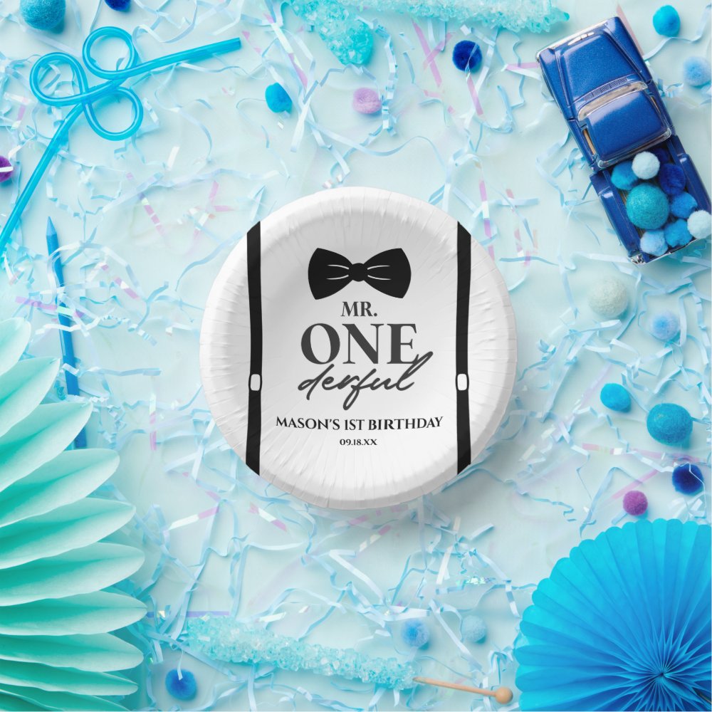 Mr. ONEderful Bowtie First 1st Birthday Party Paper Bowls