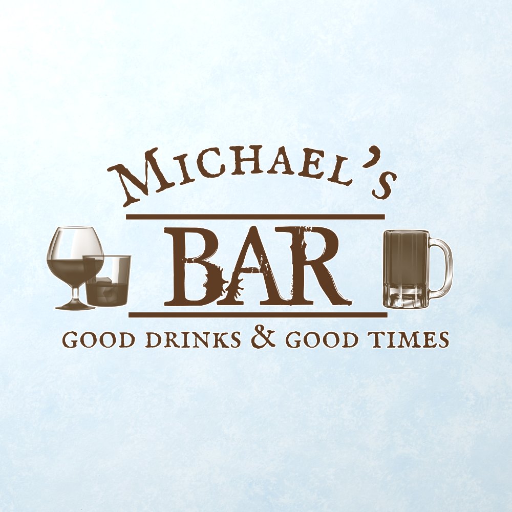Custom Bar Personalized Gift Rustic Good Drinks  Wall Decal