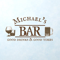 Custom Bar Personalized Gift Rustic Good Drinks  Wall Decal