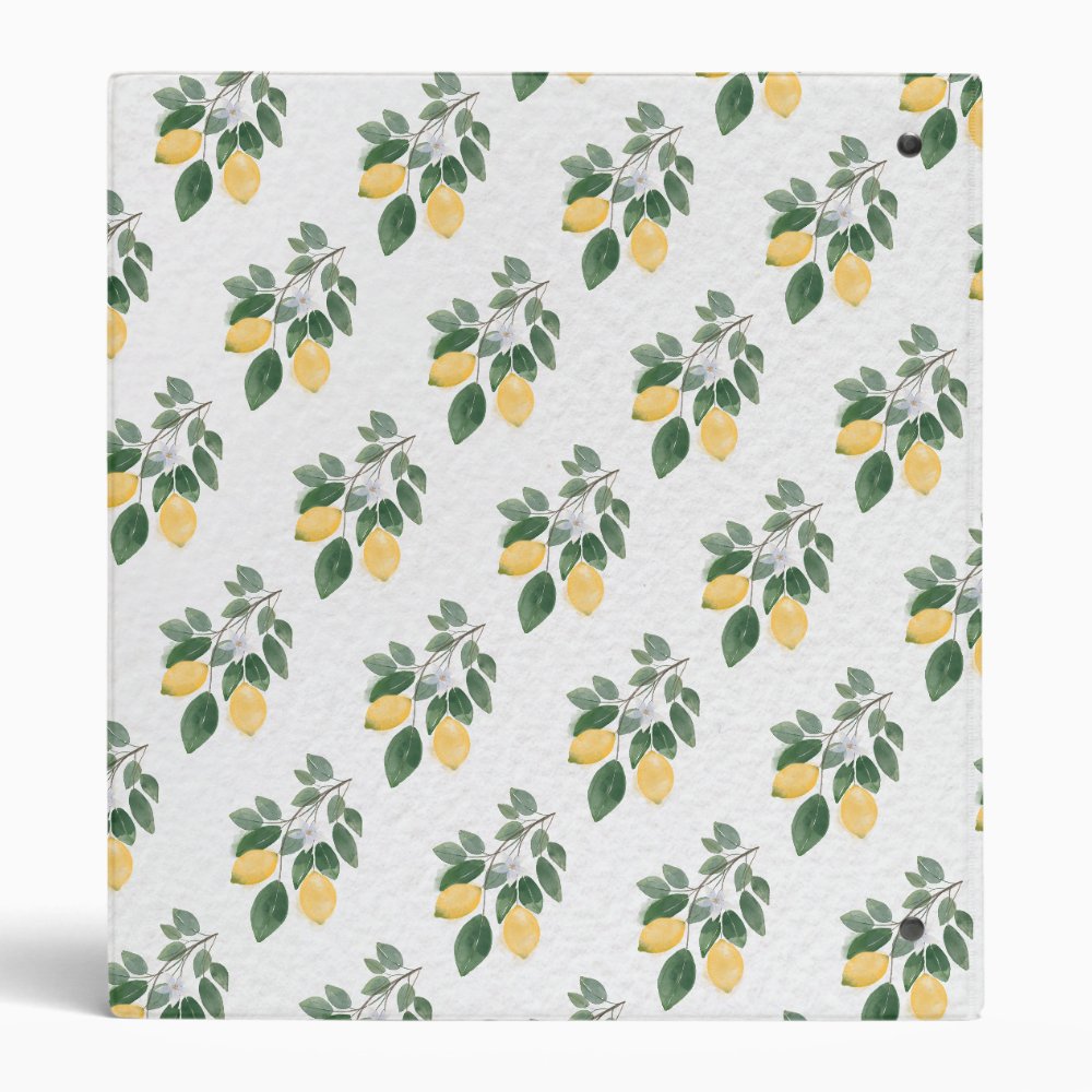 Sweet Lemon & Greenery Mother's Recipe Cookbook 3 Ring Binder