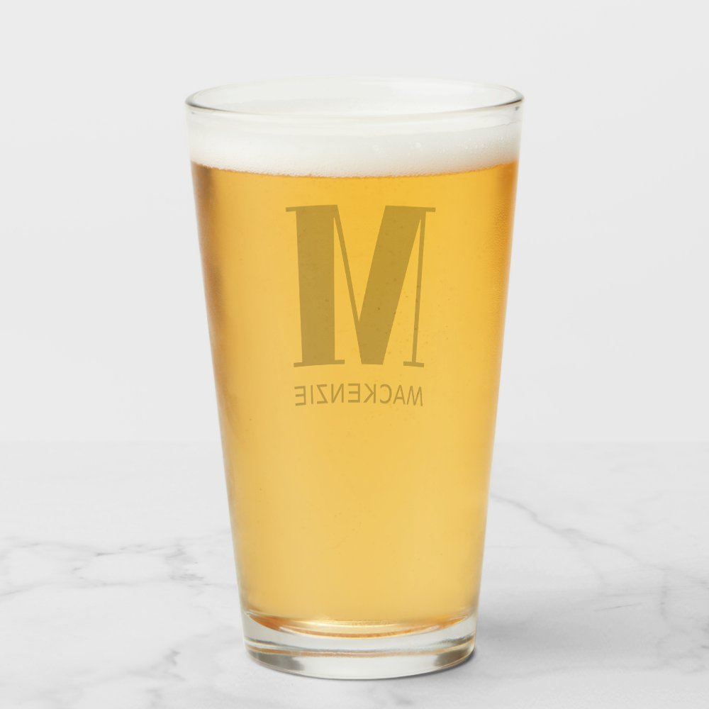 Monogram Name Simple Beer Glass