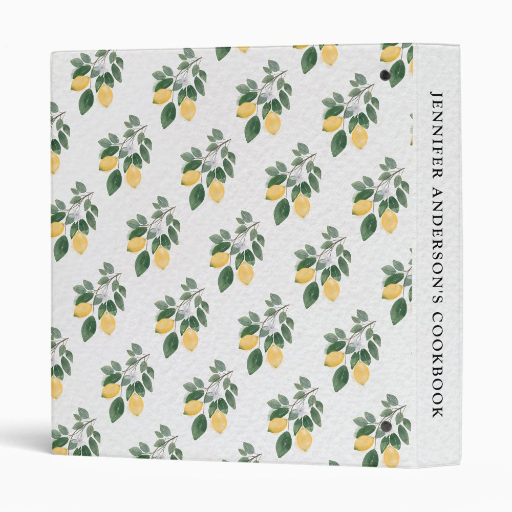 Sweet Lemon & Greenery Mother's Recipe Cookbook 3 Ring Binder