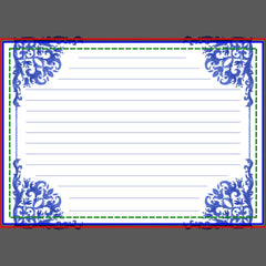 Blue and White Floral Tea Set Recipe Card