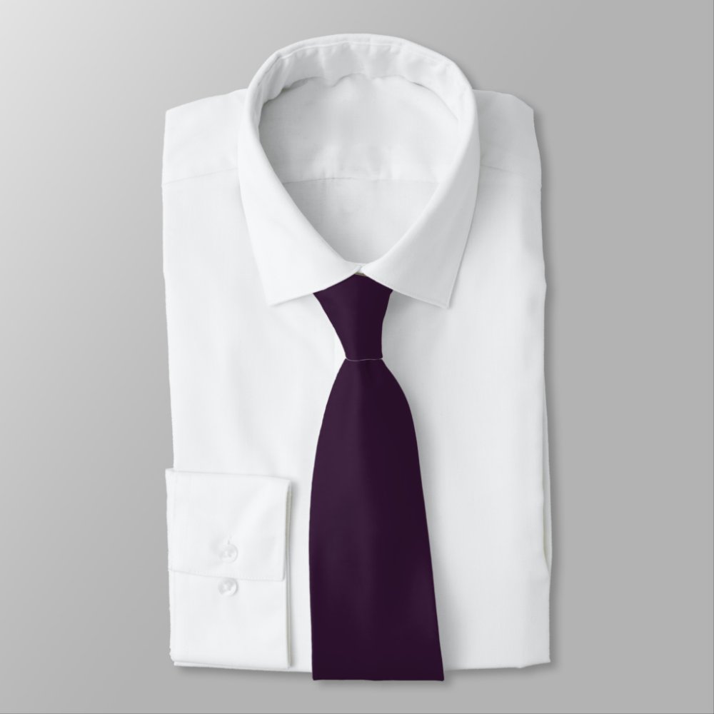 Eggplant | Elegant Monogram+Name | one-Sided Neck Tie