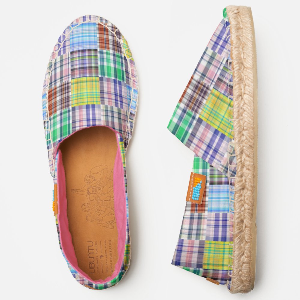 Preppy Patchwork Mixed Madras Faux Patchwork Espadrilles