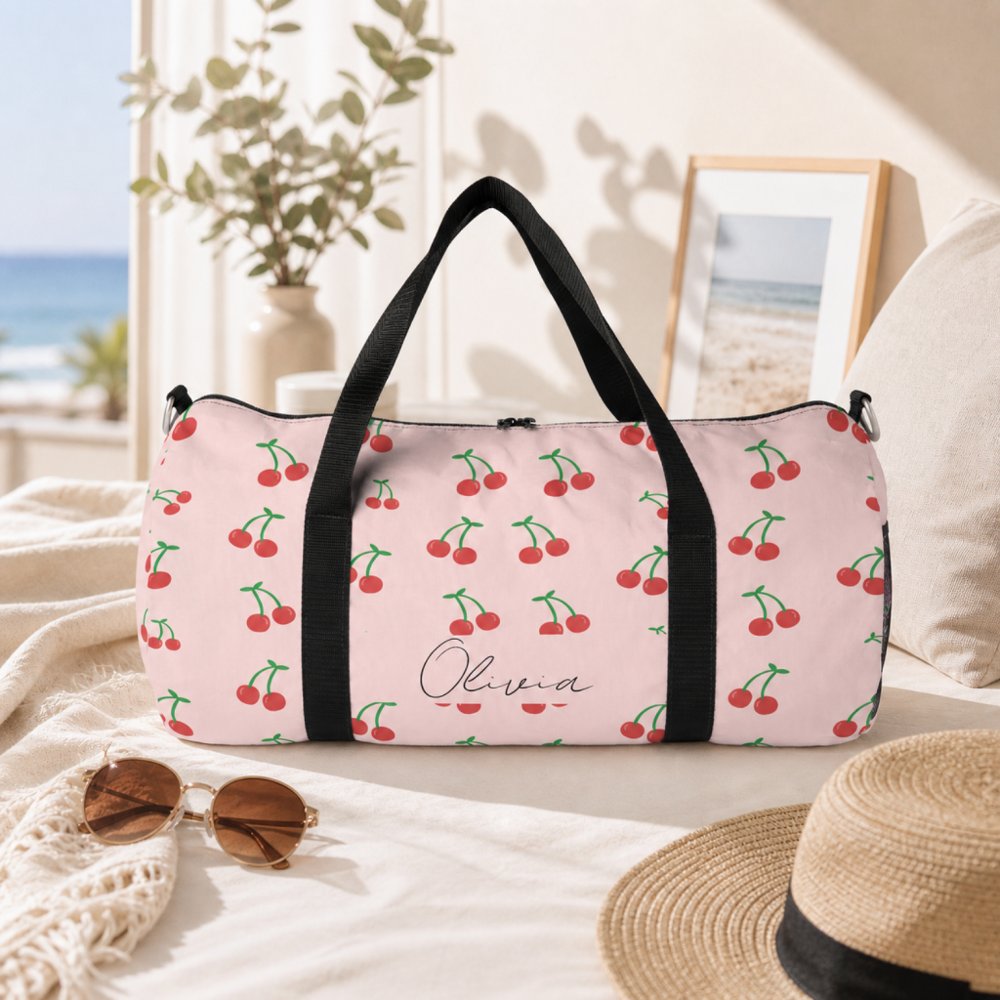 Sweet red cherries  duffle bag