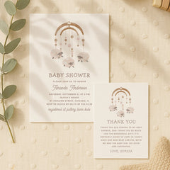 Boho Sheep Mobile | Soft Neutral Nursery Art Poster