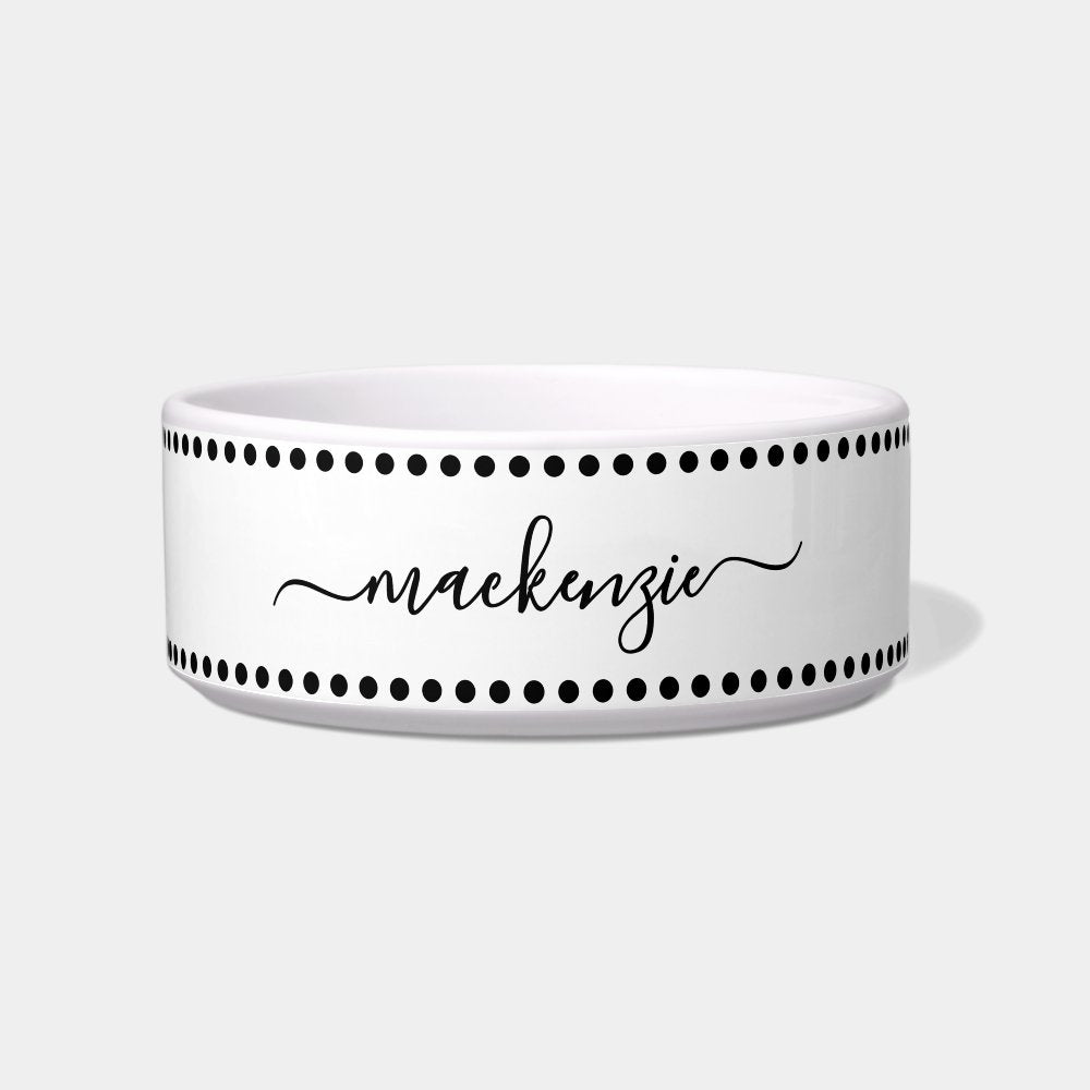 Black White Name Pet Bowl