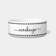 Black White Name Pet Bowl