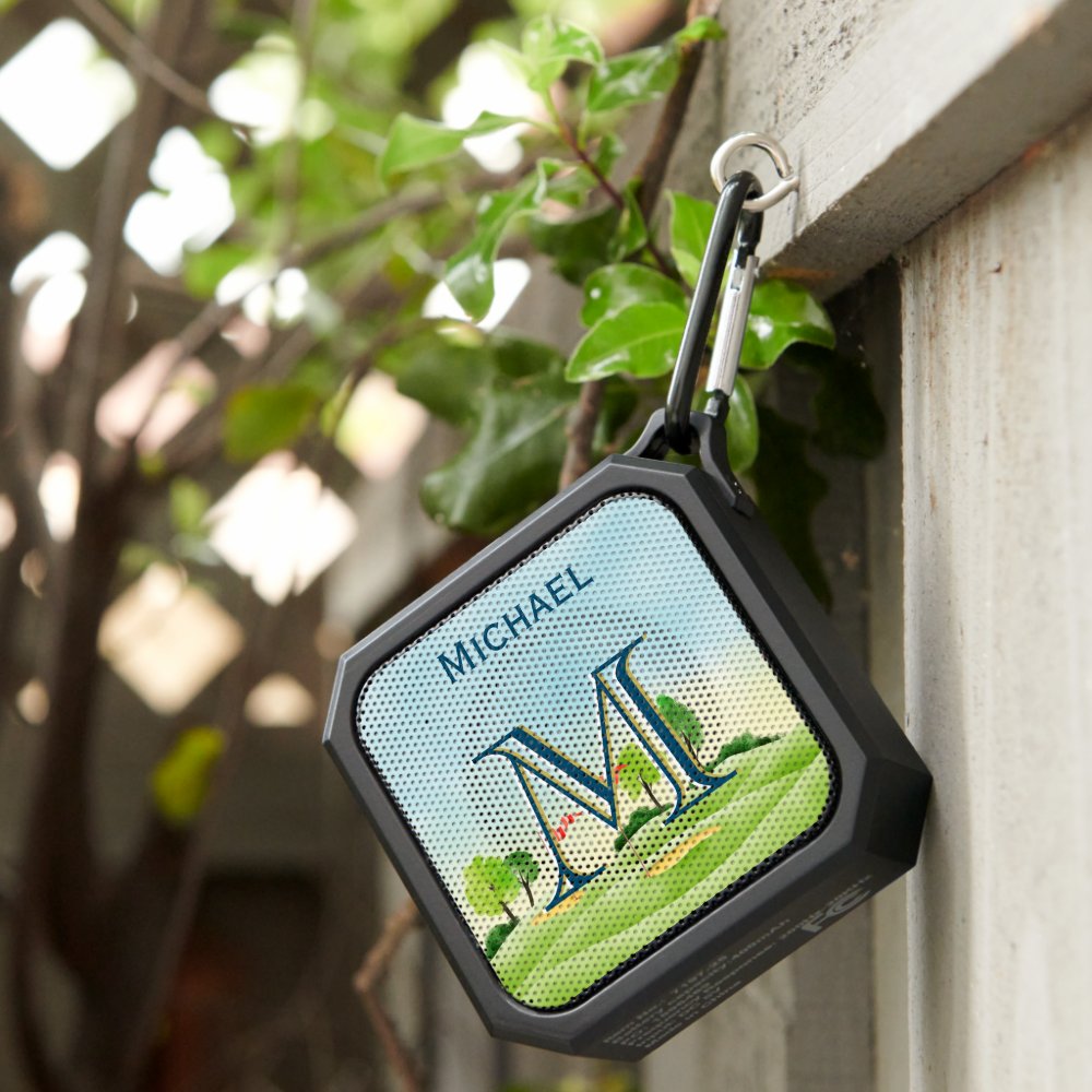 Custom Monogram Name Scenic Golf Course Bluetooth Speaker