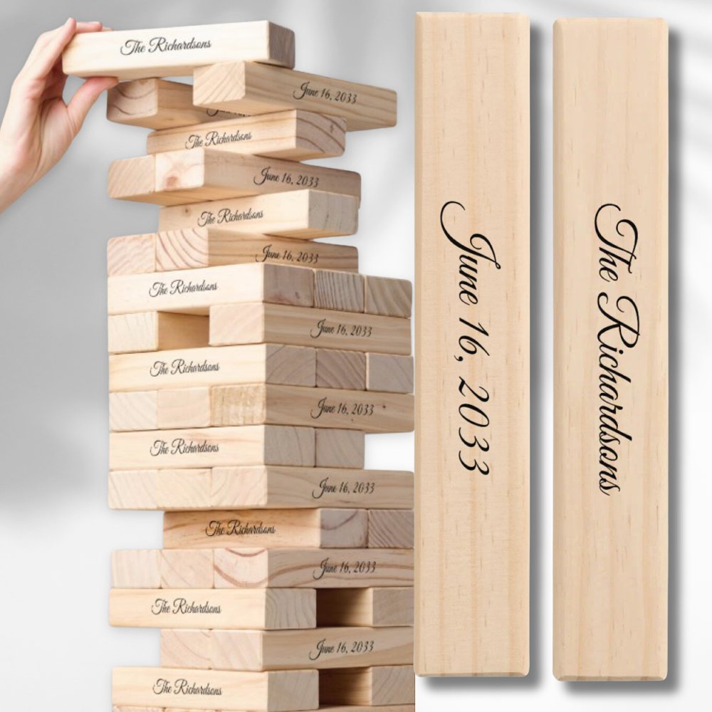 Personalized Wedding Lawn Game Giant Jenga Tower
