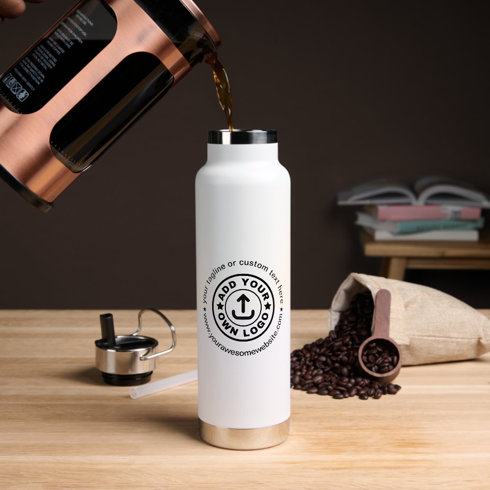 Simple Custom Company Business Logo Website Text  Water Bottle