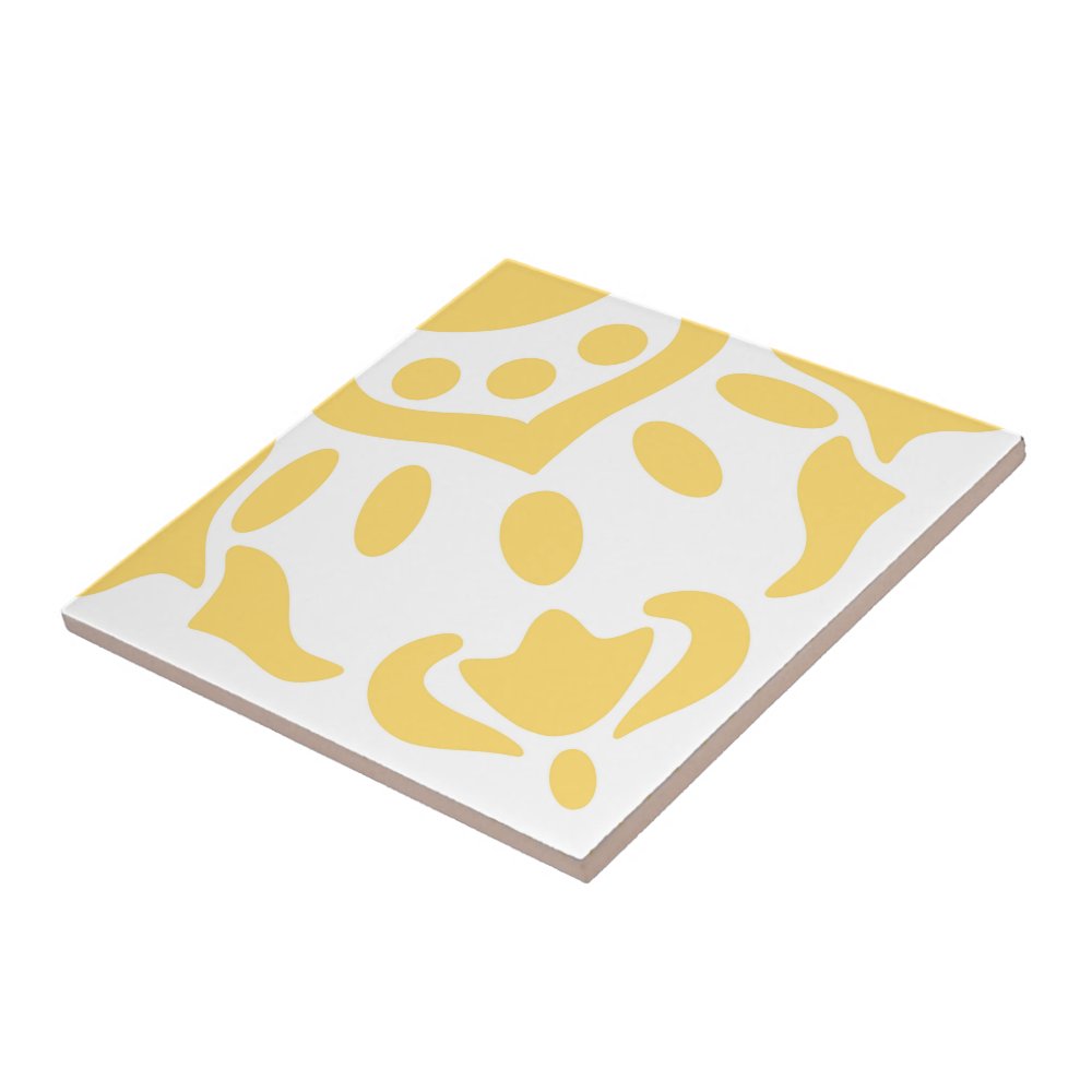 Azulejo Portuguese Mediterranean Yellow White 4 Ceramic Tile