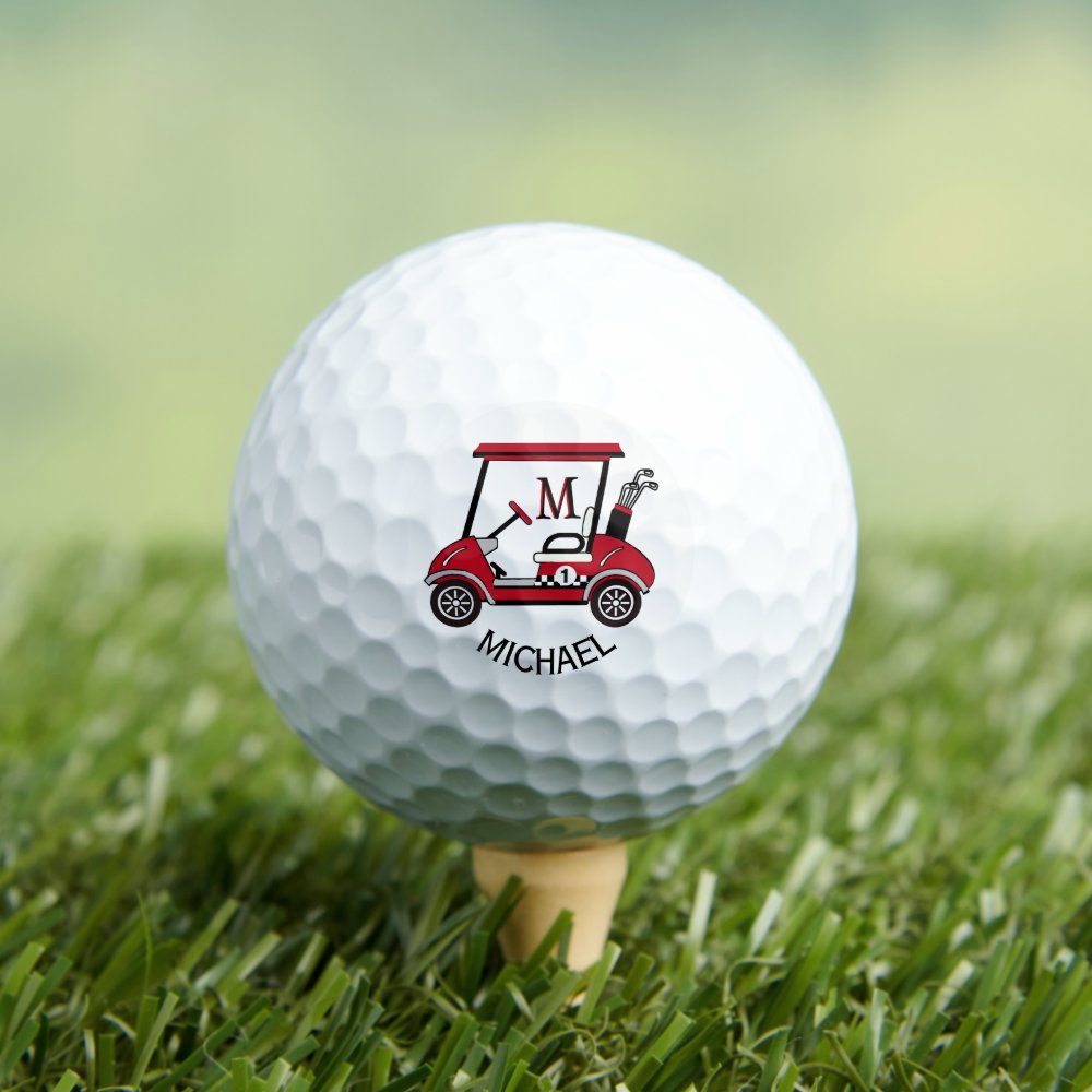 Fun Unique Custom Cart Monogram Name Golf Balls