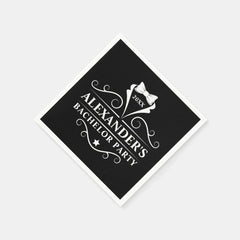 Bachelor Party Tuxedo Tie Black Paper Napkins