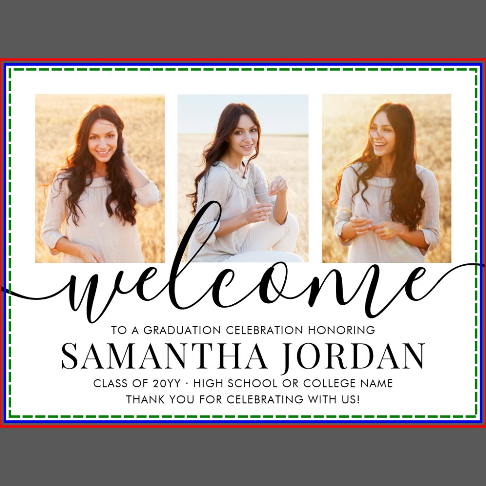 2 Sided 6 Photo Graduation Party Welcome Yard Sign