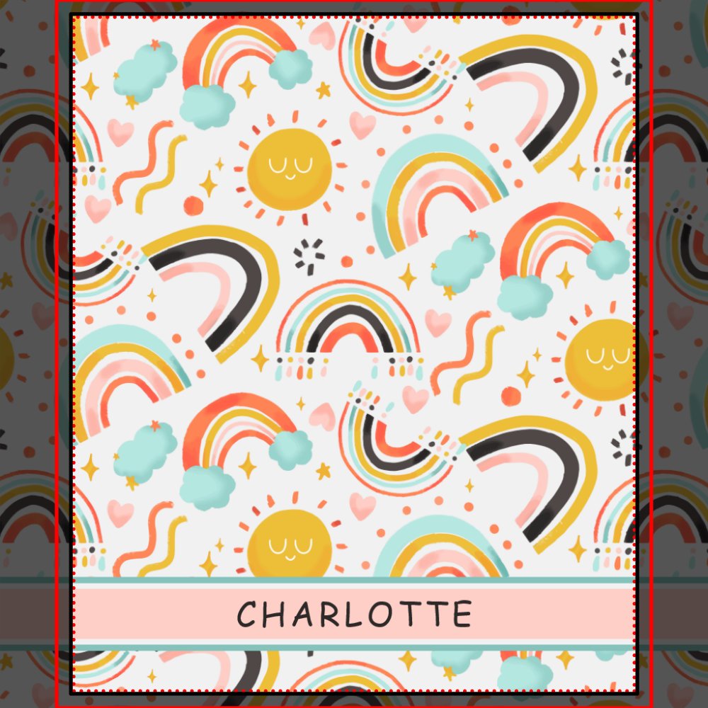 Rainbow Hearts Custom Name Fleece Blanket