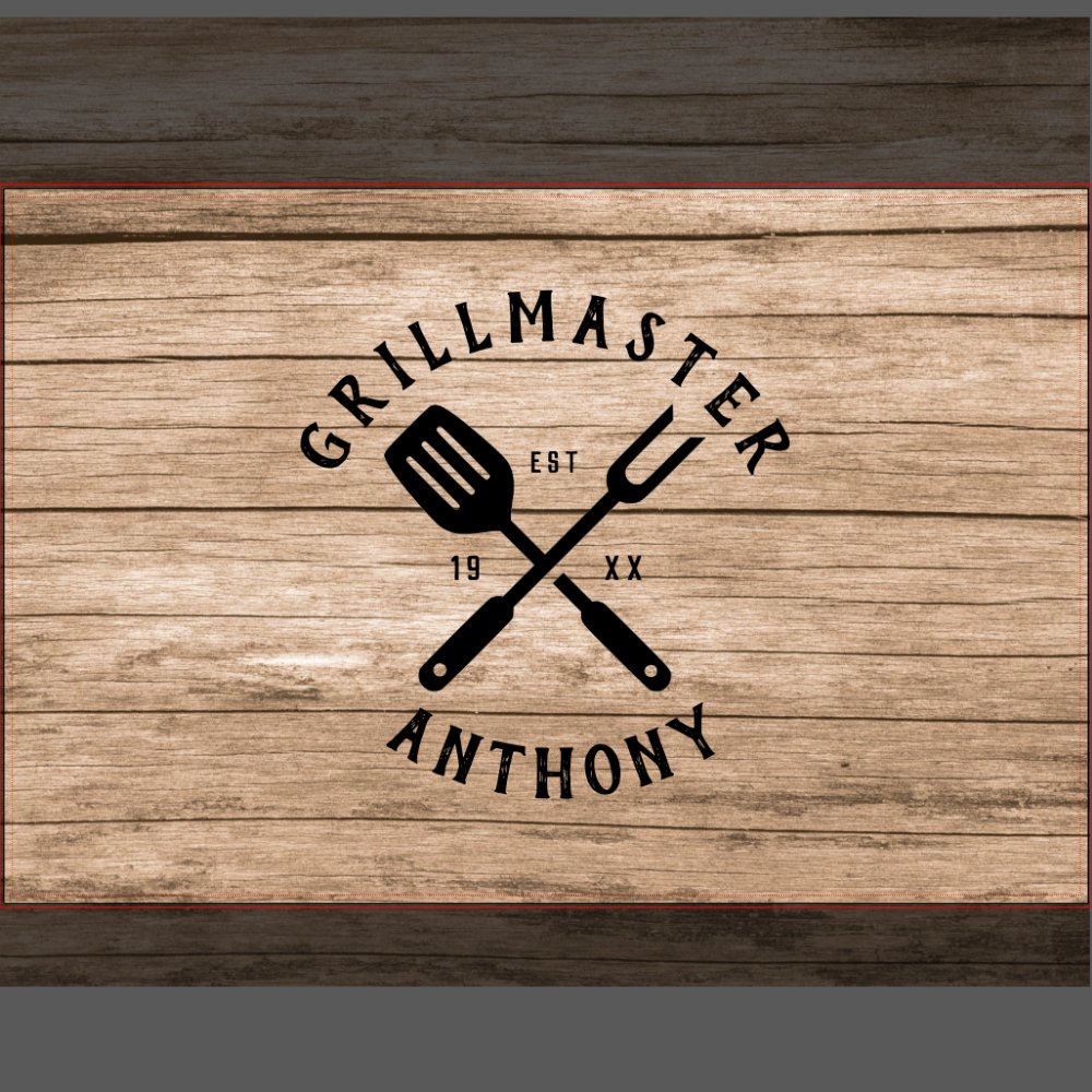 Custom Retro GRILLMASTER Rustic Farmhouse Wood Serving Tray